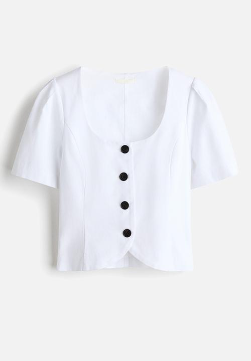 H&M - Scoop-neck blouse - white