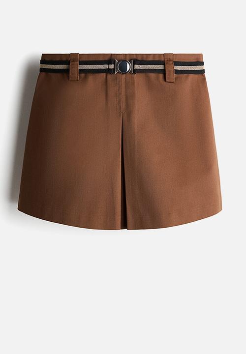 H&M - Belted twill skort - brown