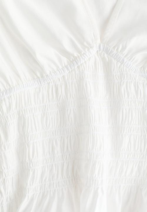 H&M - Smocked-waist blouse - white