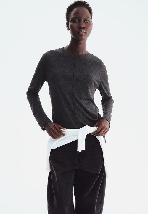 H&M - Long-sleeved top - dark grey marl