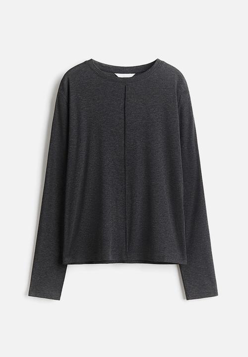 H&M - Long-sleeved top - dark grey marl