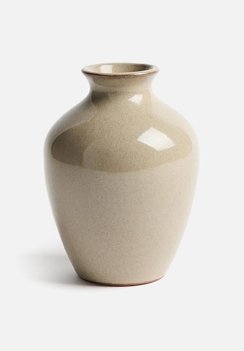H&M - Mini terracotta vase - khaki beige