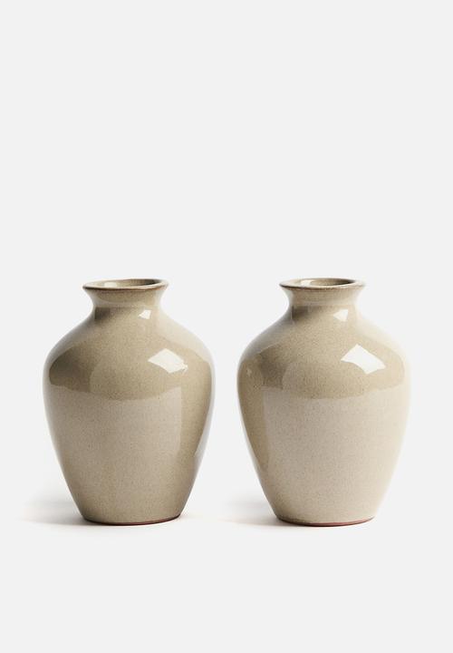 H&M - Mini terracotta vase - khaki beige