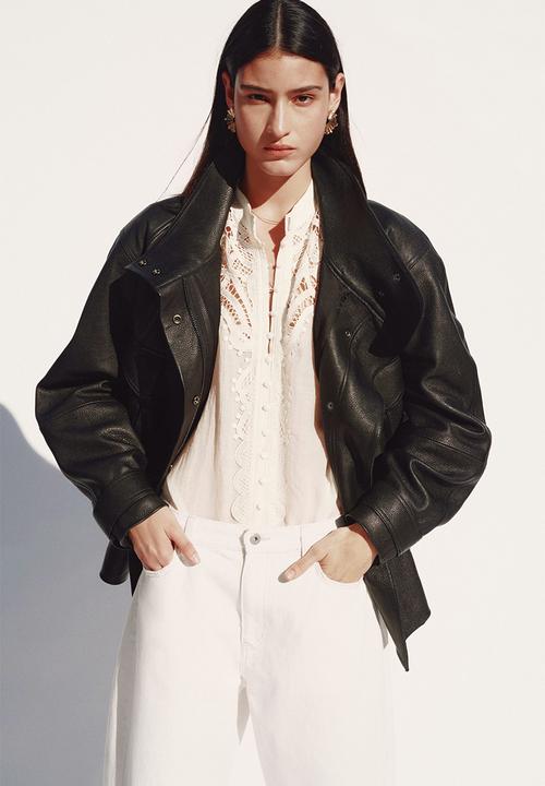 H&M - Lace-yoke blouse - cream