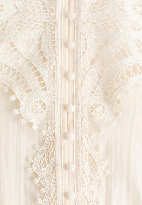 H&M - Lace-yoke blouse - cream