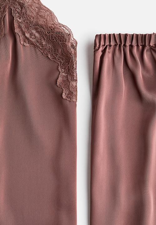 H&M - Satin pyjamas - dark dusty pink
