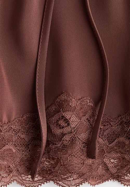 H&M - Lace-trimmed satin shorts - dark dusty pink