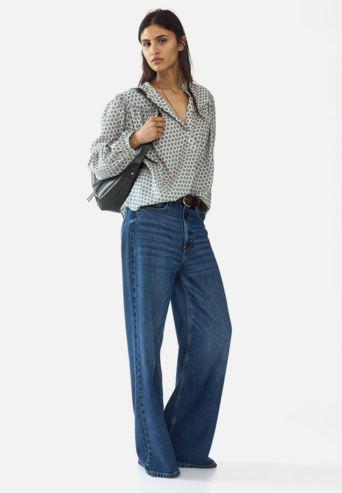 H&M - Oversized blouse - light beige/patterned