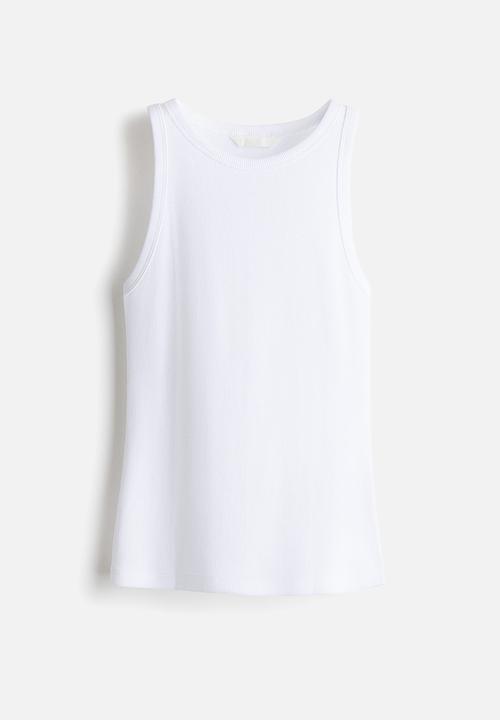 H&M - Ribbed cotton vest top - white