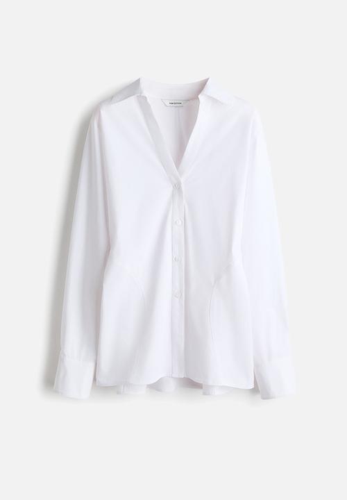 H&M - Waisted cotton shirt - white