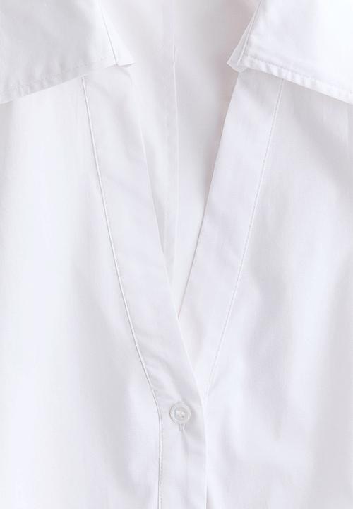 H&M - Waisted cotton shirt - white