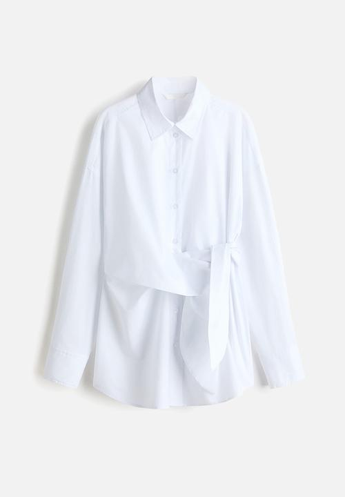 H&M - Tie-detail cotton shirt - white