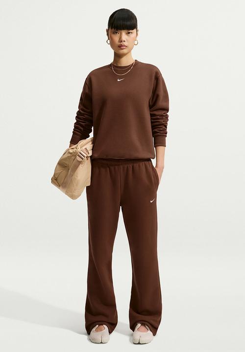 Nike - W Nike Studio Fleece Mw Mr Std Open Hem Pant - Cacao Wow/Sail