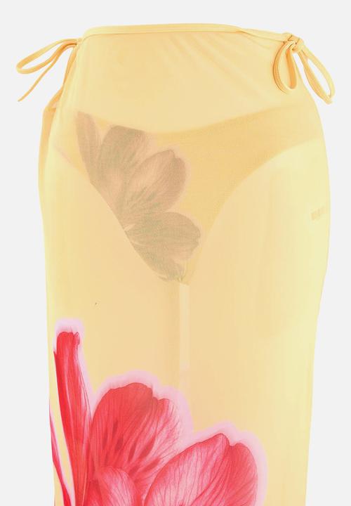 Trendyol - Floral pattern triangle-covered high leg bikini set - yellow–multicolor