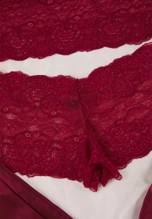 Trendyol - 3-piece dowry pajama set - burgundy