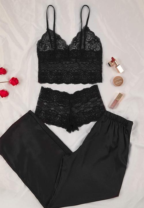 Trendyol - 3-piece pajama set - black