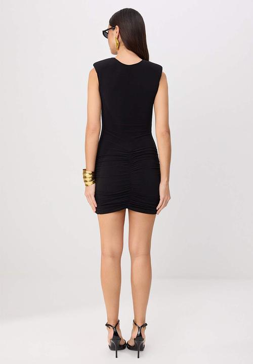 Trendyol - Padded Gathered Bodycon Mini Party Dress - Black