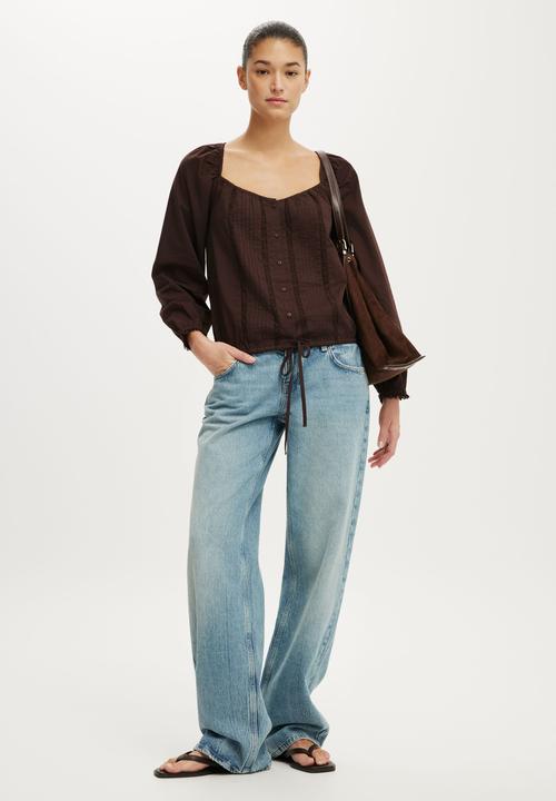 Cotton On - Goldie Long Sleeve Blouse - Dark Oak