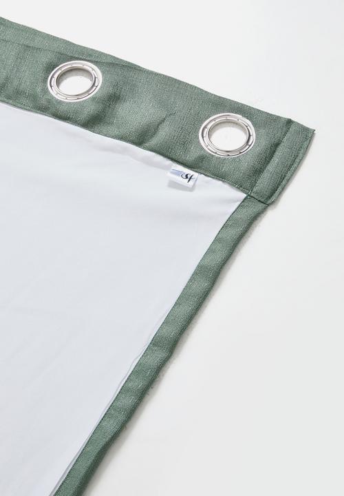 Sixth Floor - Lola Sage Duo Texture Lined Curtain Eyelet - Sage Green