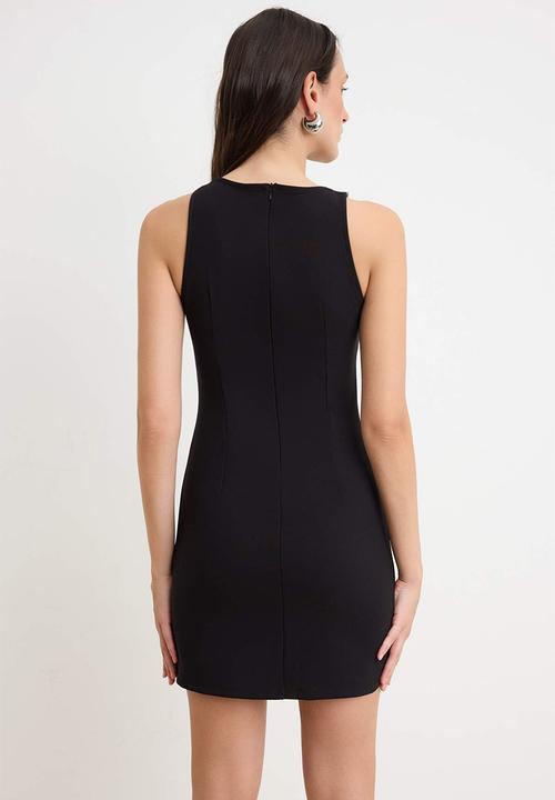 Trendyol - Embroidered Bodycon Mini Dress - Black