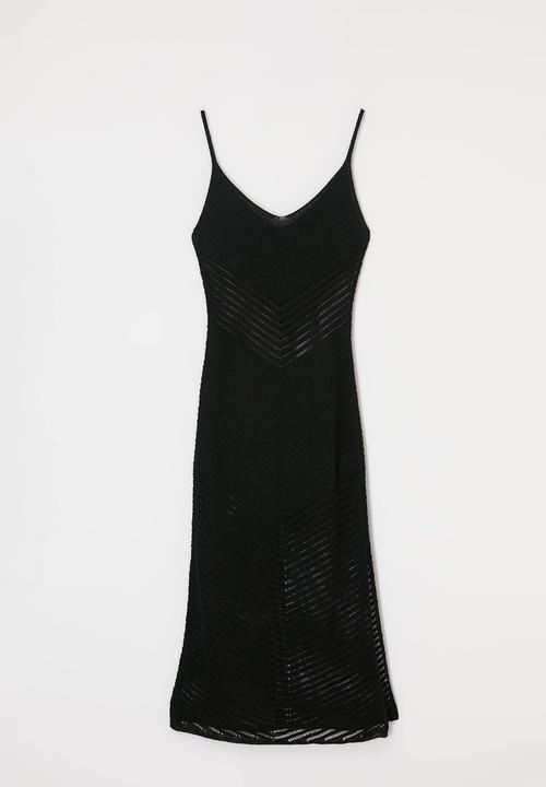 Trendyol - Plus beachwear midi v-neck knitwear beach dress - black