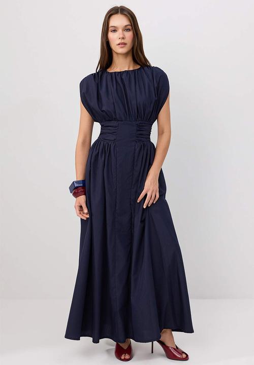 Trendyol - Corset Detail Maxi Dress - Navy Blue