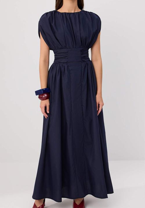Trendyol - Corset Detail Maxi Dress - Navy Blue