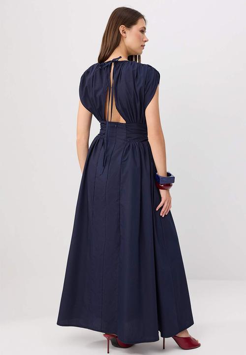 Trendyol - Corset Detail Maxi Dress - Navy Blue