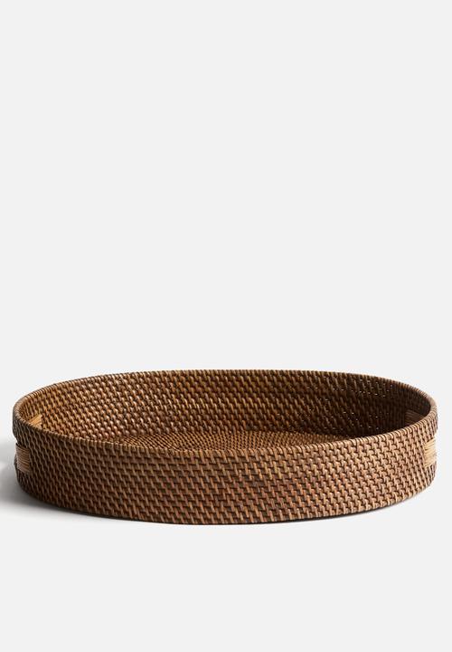 H&M - Oval rattan tray - brown