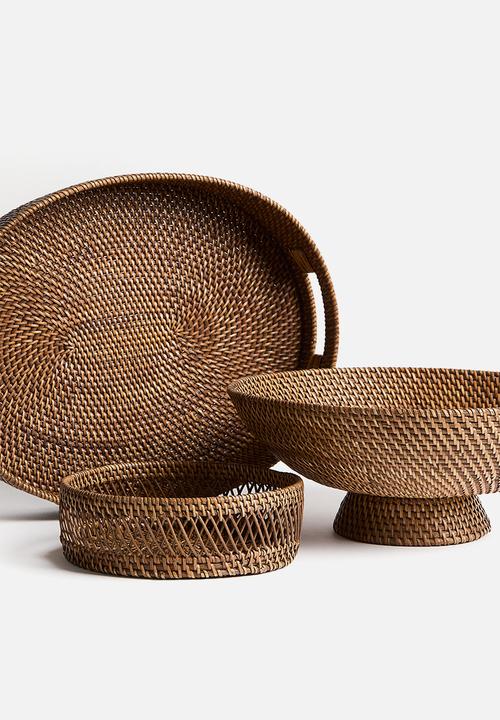 H&M - Oval rattan tray - brown