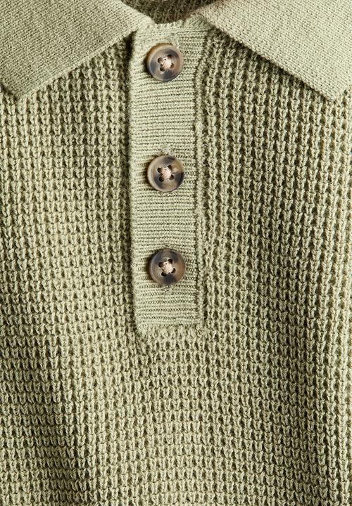 H&M - Cotton-knit polo shirt - light khaki green