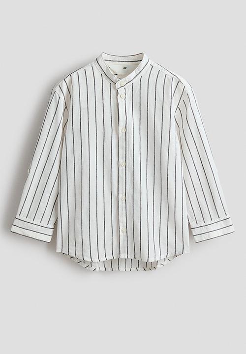 H&M - Cotton grandad shirt - white/striped