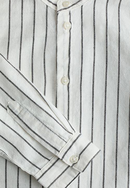 H&M - Cotton grandad shirt - white/striped