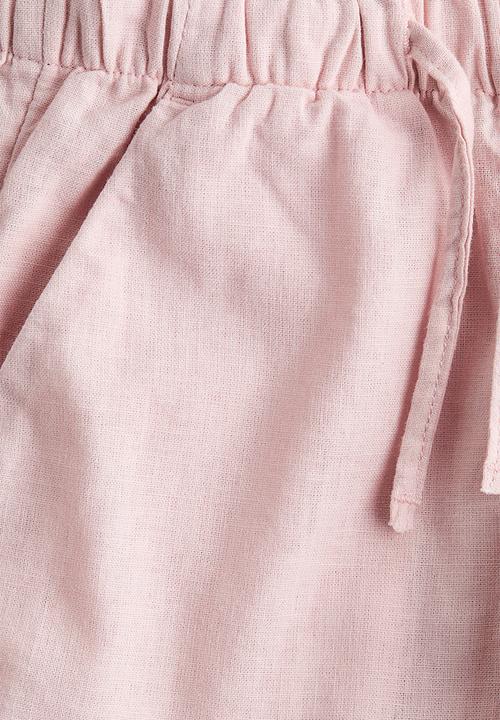 H&M - Linen-blend drawstring trousers - light pink