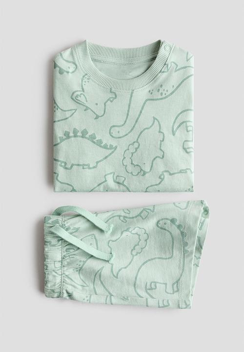 H&M - 2-piece cotton set - light green/dinosaurs