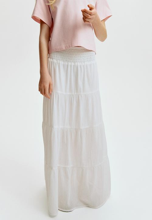 H&M - Tiered skirt - white/floral
