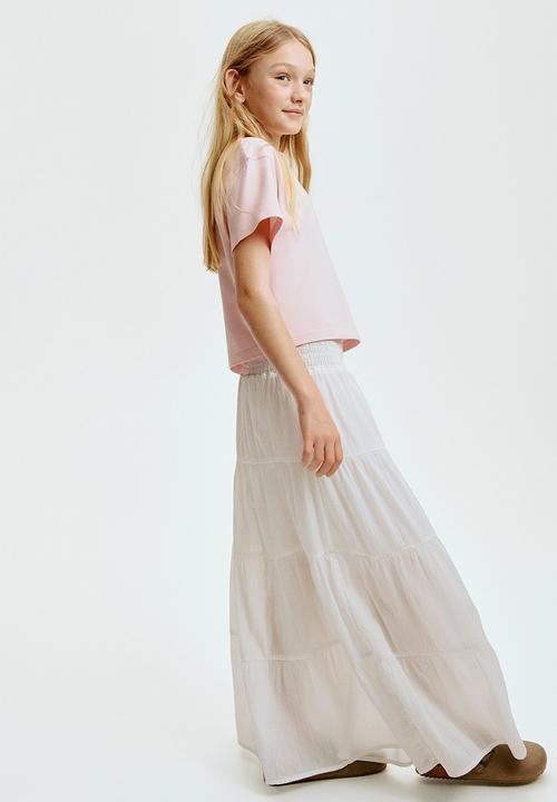 H&M - Tiered skirt - white/floral