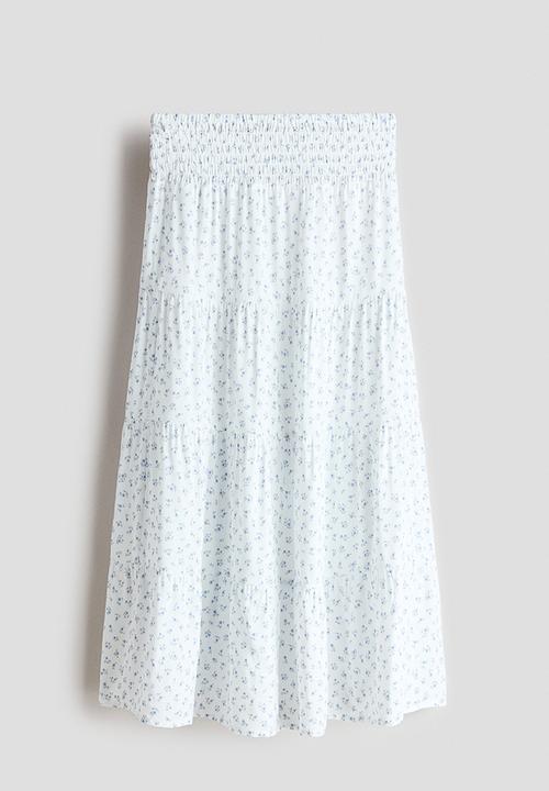 H&M - Tiered skirt - white/floral