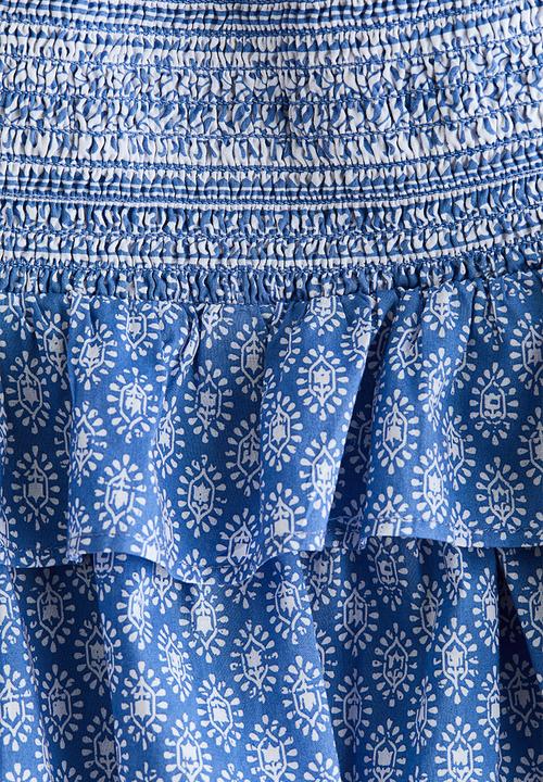 H&M - Tiered cotton skirt - blue/patterned