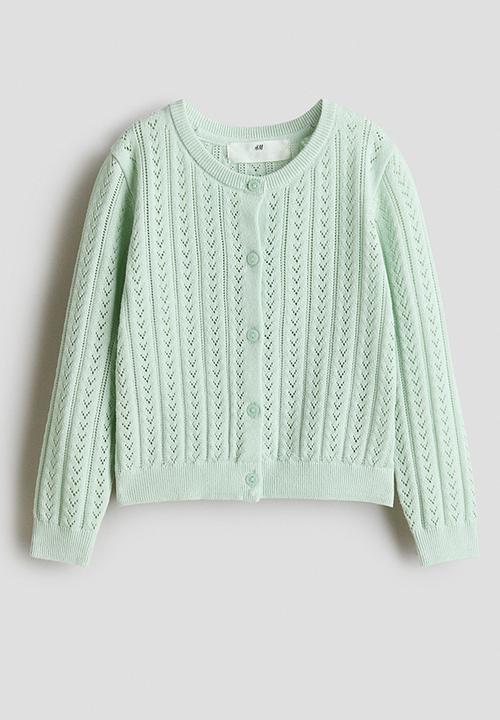 Pointelle-knit cotton cardigan - mint green