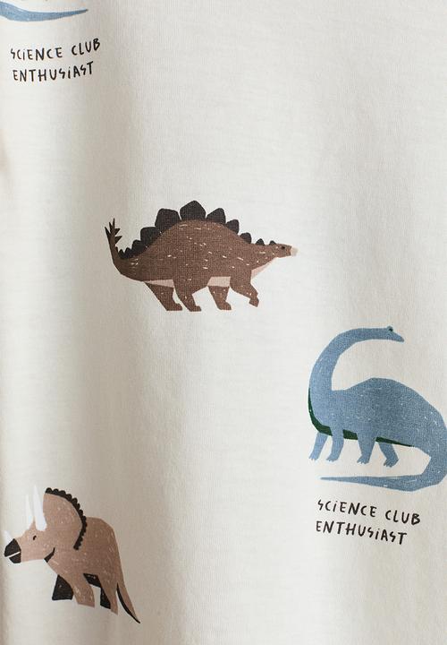 H&M - Printed cotton t-shirt - cream/dinosaurs