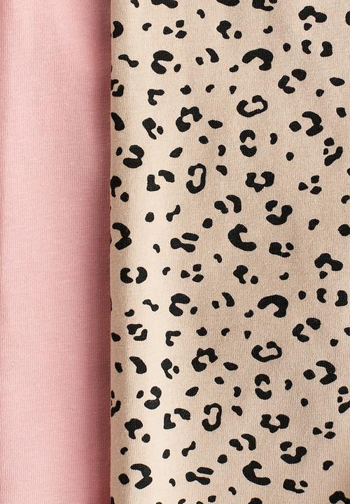 H&M - 2-pack cotton cycling shorts - light beige/leopard print