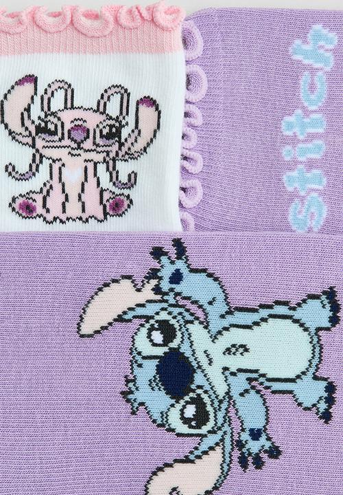 H&M - 5-Pack motif-detail socks - light pink/lilo & stitch