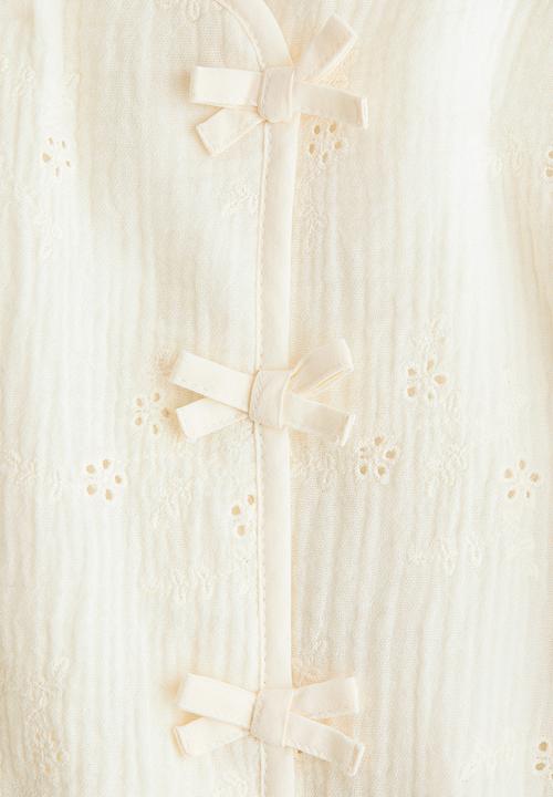 H&M - Bow-detail muslin jacket - cream
