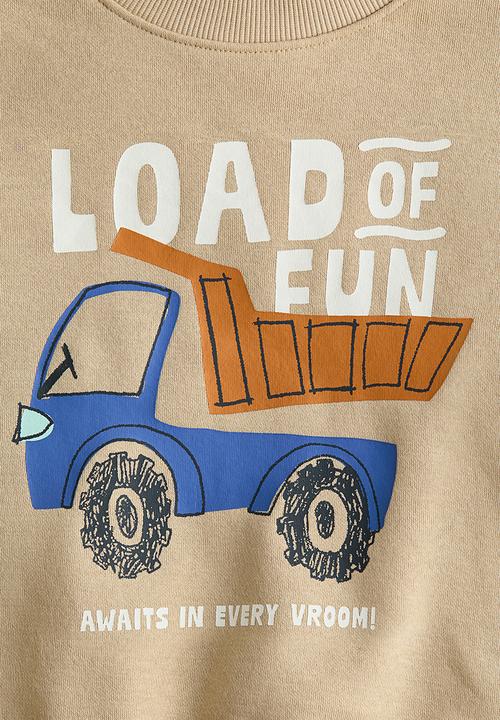 H&M - Printed sweatshirt - beige/tipper truck
