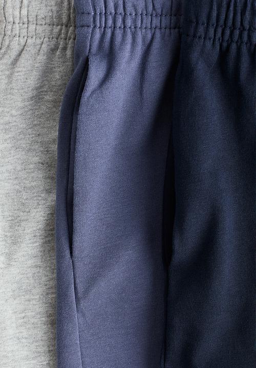 H&M - 3-pack cotton jersey shorts - light grey marl/navy blue