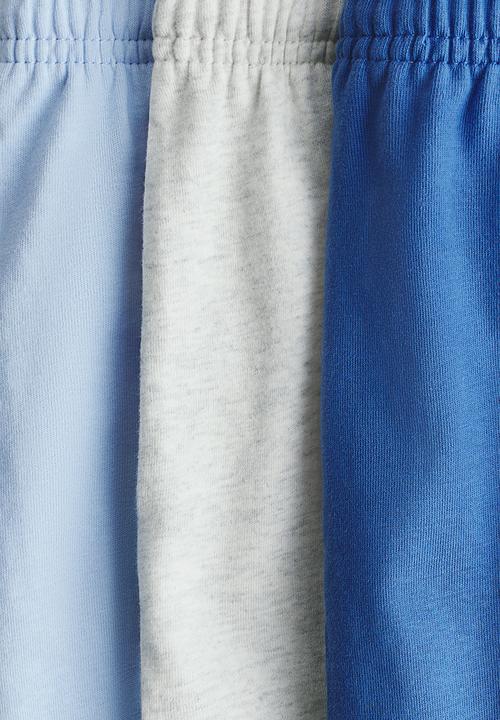 H&M - 3-pack cotton jersey shorts - blue/light blue