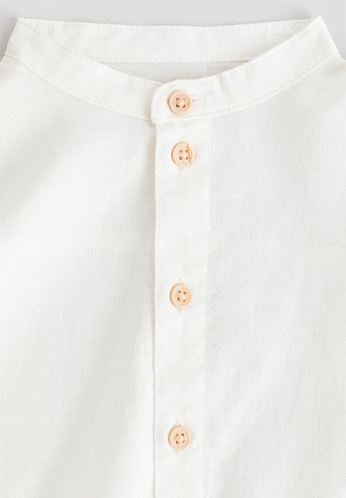 H&M - Linen-blend grandad shirt - white