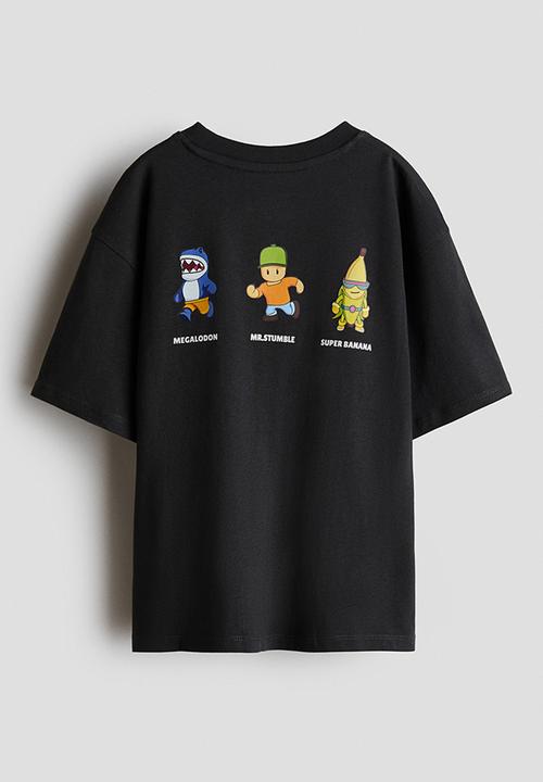 H&M - Printed cotton t-shirt - black/stumble guys