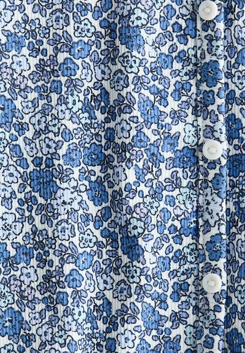 H&M - Button-detail ribbed top - blue/floral